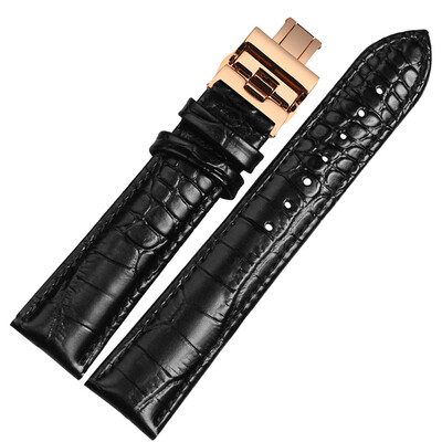 

NP01 18mm Watchband Women And Men With Rose Gold Butterfly Buckle Calfskin Watchstrap