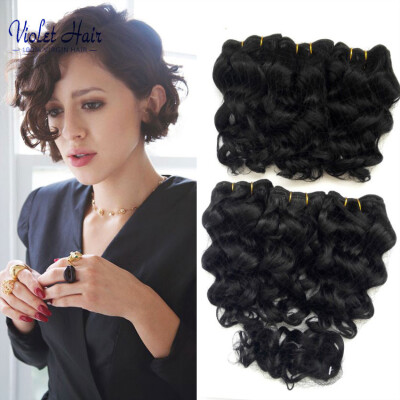

Tissiage Peruvian human Hair deep wave Hair 8" Short Hair for Summer Beauty 6 Bundles with a closure 200g Bresilienne deep hair