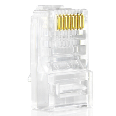 

Haile HT-500-10 высококачественный 8P8C ультра-пятый неэкранирующий инженерный сетевой кабельный разъем сетевого кабеля 30U позолоченный (10 / сумка)