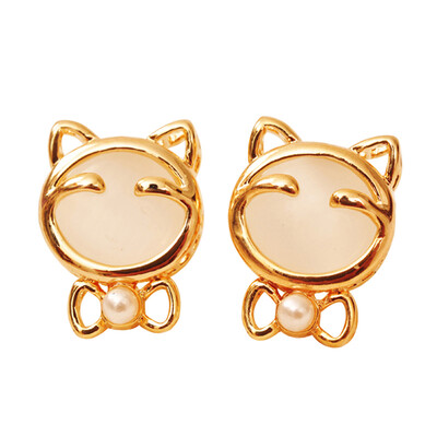 

Yoursfs@ Opal Cat-Kitten Shaped Stud Earrings Tiny Pink Kitten Cat Earrings for Women Pendientes Mujer