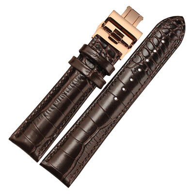 

NP01 18mm Watchband Women And Men With Rose Gold Butterfly Buckle Calfskin Watchstrap