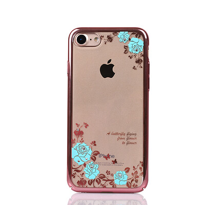 

Case for iphone 7 case Secret Garden Crystal Diamond Back Mobile phone Case Cover Blue Rose