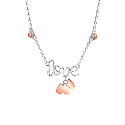 

AGATHA Jia Sha 2620318 fashion necklace female 925 silver puppy cute sweet necklace LOVE words clavicle chain female silver