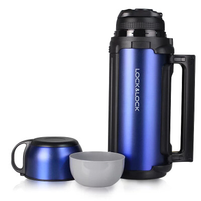 

【Jingdong Supermarket】 Locke buckle large-capacity insulation Cup insulation pot car travel water bottle outdoor water bottle with storage bowl LHC1427B blue 1.8L