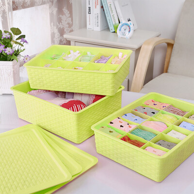 

Sheng Ni Shang Pin r underwear storage box bra underwear socks small wardrobe storage box storage box green three-piece cover with