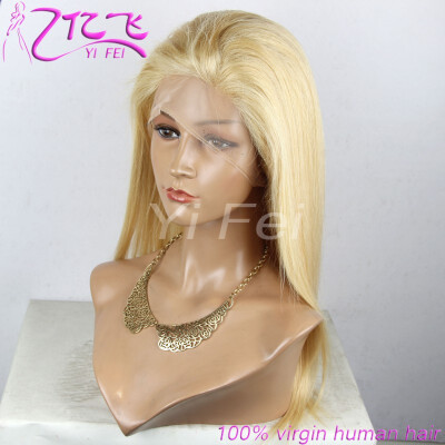 

YiFei Lace Front Human Hair Wigs Blonde 613 Chinese Remy Hair Straight Transparent Lace Gluless Cap for BlackWhite Women