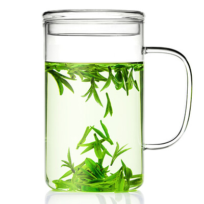 

Yaji glass heat-resistant large capacity office water cup with lid with handle tea cup 850ml