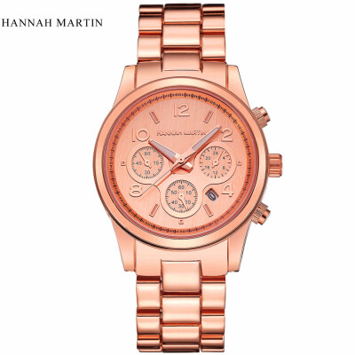 

Hannah Martin Luxury Gold Quartz Watches Women Business Steel Elegant Watches Men's Wrist Watches Ladies Calendar Clock