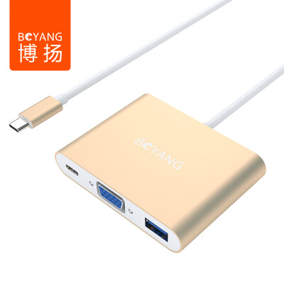 

Bo Yang BOYANG BY-07Z0401 Type-C to VGA USB30 Converter Apple MacBook Set Splitter USB-C Rechargeable Adapter Cable Gold