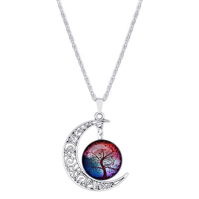 

Nebula Space Pendant Necklace Glass Cabochon Sliver Chain Vintage Choker Statement Necklaces Fashion Women Jewelry Gift