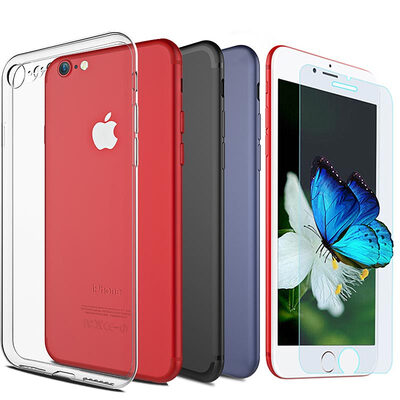 

Phone shell membrane four sets KOOLIFE Apple 78 phone shell case iphone7 8TPU transparent shell iPhone7 silicone case soft shell blue black tempered film