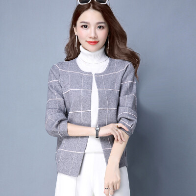 

A morning 2017 Korean version of the sweet Slim was thin long-sleeved sweater women&39s autumn sweater short sweater coat S63F0021A11M gray