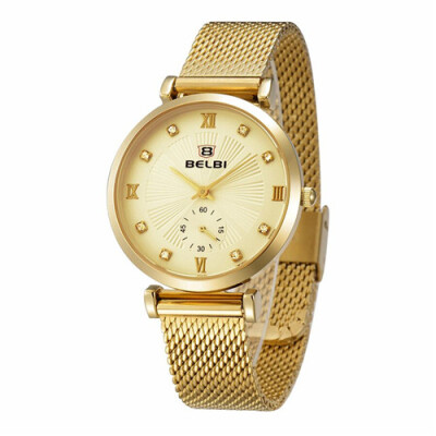 

BELBI Ladies Simple Small Round Dial Gold Skeleton Bracelet Womens Watches 2017 Top Brand Casual Quartz Watch Waches Women