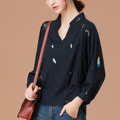 

City plus CITYPLUS 2017 autumn new women's clothing wild casual loose loose long sleeve shirt shirt CWCS178163 possession of green L