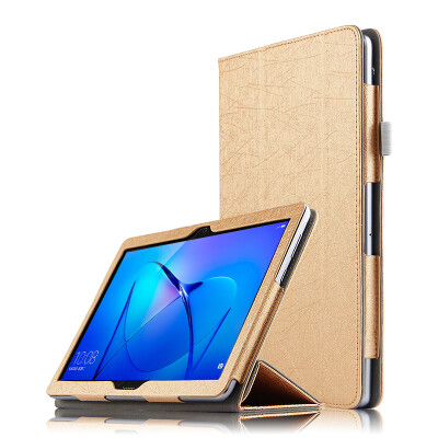 

KOOLIFE glory play flat 2 protective case steel grain leather case tri-fold leather case holster glory play flat 2 tablet protective shell 9.6 inches - gold