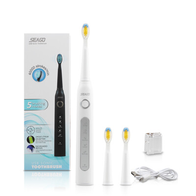 

Sonic Electric Toothbrush 3 brush heads for Adult 5 Cleaning Modes USB Charging Power Tooth Brush Waterproof Portable Travel