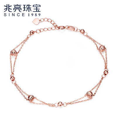 

Zhao Liang jewelry precious red 18K gold bracelet light beads chain female bracelet rose gold k red section of about 19CM with extended chain