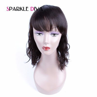 

150 Density None Lace Human Hair Wigs Natural Wave Brazilian Non Remy Hair Pre Plucked With Bangs Baby Hair