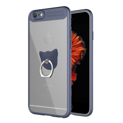 

Mo Fan Apple 6 phone shell iPhone6s protective cover (to send the film + ring ring bracket) all-inclusive transparent hard shell back around the fall of the soft shell blue