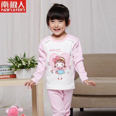 

Antarctic Nanjiren children underwear men&women autumn&winter warm underwear Qiuyi Qiutu suit sweet girl underwear suit - pink 150