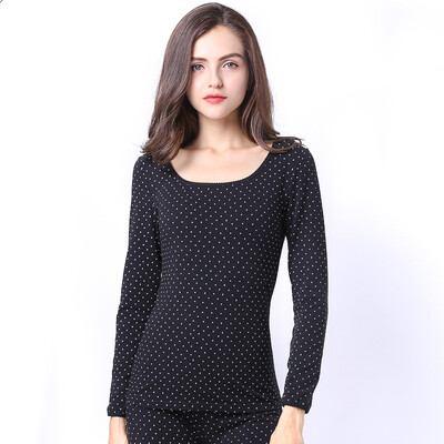 

GANGSHA Womens Cotton Thermal Underwear Set Round Neck Thin Bottom Cotton Sweater