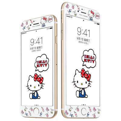 

Hello Kitty Apple iPhone6plus 6splus tempered film full coverage cartoon cell phone protection film 3D soft edge shattered color film Tong Shin Katie