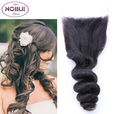 

Noble Queen Hair Loose Wave Lace Closure 44 Free Part Closure Natural Color 100 Virgin Human Hair Free Shipping