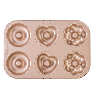 

Jiekaiuo Jekero baking tools golden non-stick cake mold heart-shaped pattern round donut mold baking six mold