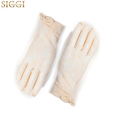 

Jingdong Supermarket] Siggi CM16901 female Korean version of the tide elegant lace bow tie summer summer riding gloves beige 23 * 9CM