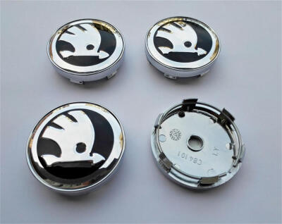 

4Pcs x 60 мм Skoda колесо центр шапки черный серебряный знак СПЛАВА колеса логотипа Эмблема