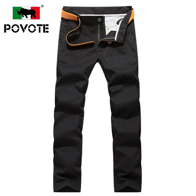 

Paulo rhino (POVOTE) casual pants men's business casual straight Slim casual trousers young solid cotton trousers PVHN1609 khaki 29