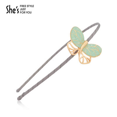 

shes Qian Zi headdress jewelry headband hairpin hair clip hairpin headdress handmade hollow butterfly hair hoop green