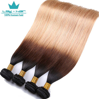 

7A Unprocessed 4 Bundles Indian Virgin Hair Straight Ombre Remy Hair Extension Ombre Indian Hair Three Tone 1B427 Human Hair