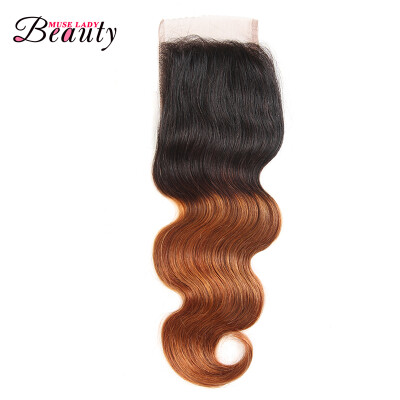 

Museladybeauty Ombre Brazilian Virgin Hair Body Wave Lace Closure 4x4 Two Tone Human Hair Closure 1b 30 Free Shipping 8"-20"