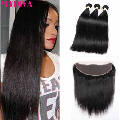 

Indian Virgin Hair With Closure Indian Straight Human Hair With Closure 13x4 Ear To Ear Lace Frontal Closure With Bundles