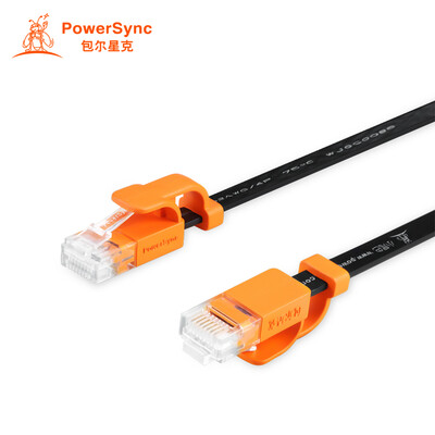

(PowerSync) CLN6GAF0050 Cat6 super six network cable anti-swing flat wire twisted pair of black black with orange 5 meters