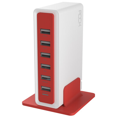 

Lock (ROCK) mobile phone charger six USB plug multi-port charger for Apple 7 / 6s / 5 / Samsung millet Huawei Meizu white red
