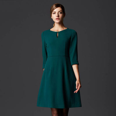 

Rebecca Marc Rebecca Europe&the United States occupation Fan pure color Slim was thin dress A word skirt 55232E green