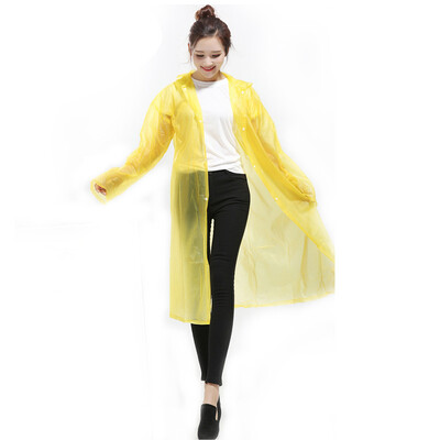 

Bovnik translucent scrub adult raincoat poncho male lady long hat with non-disposable raincoat yellow