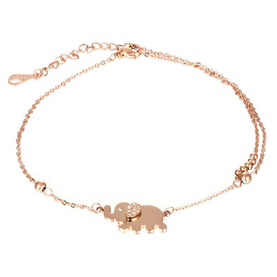 

Yoursfs@ Elephant Anklets Pendant for Mother's Day with Charm Beads (18k Rose Gold Plated)