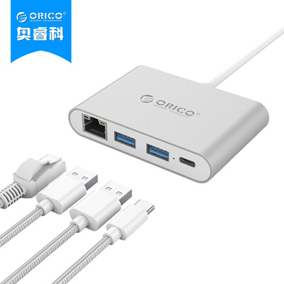 

ORICO RCR2A USB30 Splitter Type-c to RJ45 Card Hub MACBOOK Aluminum HUB Gigabit Ethernet Conversion Expansion Kit Silver