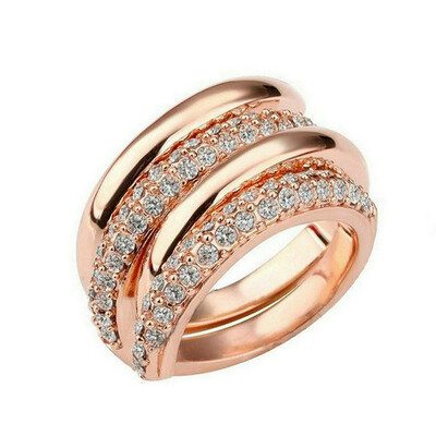 

Yoursfs Anillos Mujer Double Ring For Women Rhinestone Ring Opening Gold Plating Full Crystal Rhinestone Ring