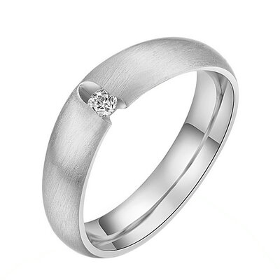 

Yoursfs@ Men Women Wedding Band Titanium Steel Rings Bague Homme Wiredrawing Fashion Stainless Steel Zircon Ring