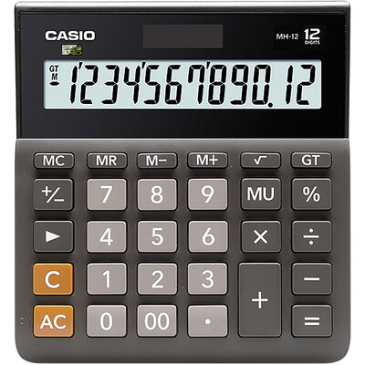 

CASIO MH-12-BK Small 12-Bit Dual Power Supply Ultra Wide Calculator Black Professional Computing Series
