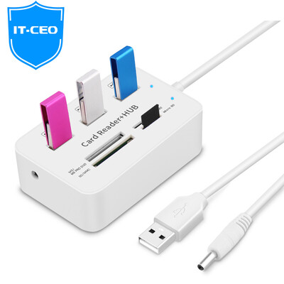 

IT-CEO USB20 expansion of three HUB hub one drag three USB splitter SD TF M2 MS four card reader W520 white