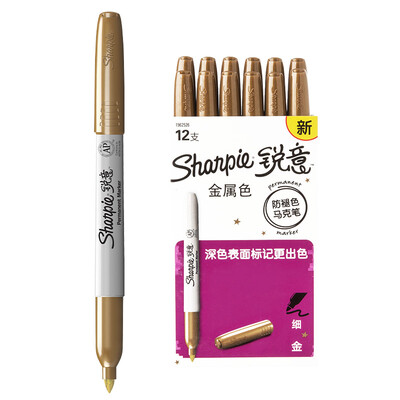 

Sharpie anti-fade mark pen fine gold paper box 12 loaded