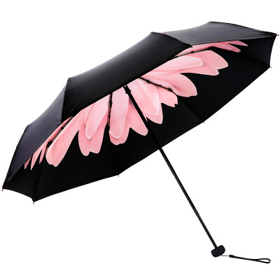 

Paradise umbrella full blackout vinyl UPF50 tri-fold small black umbrella sunny umbrella 31806E upgrade version shallow glutinous powder