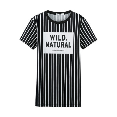 

Semir Semir Short Sleeve T-Shirt Ms Summer Striped Straight Long T-Shirt Korean version 12216000030 White Black T
