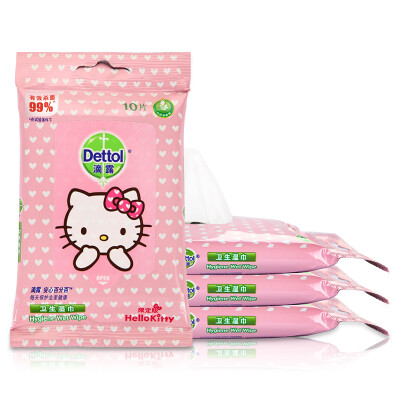 

Droplet (Dettol) Sanitary Wipes 10 x 4 Packaging Hello Kitty Limited Edition