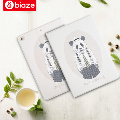 

BIAZE Apple iPad Air2 air1 2017 new iPad protective cover leather case intelligent sleep iPad5 67 protection box cartoon painting series Panda